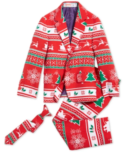 Shop Opposuits Boys Winter Wonderland Christmas Suit In Dark Red