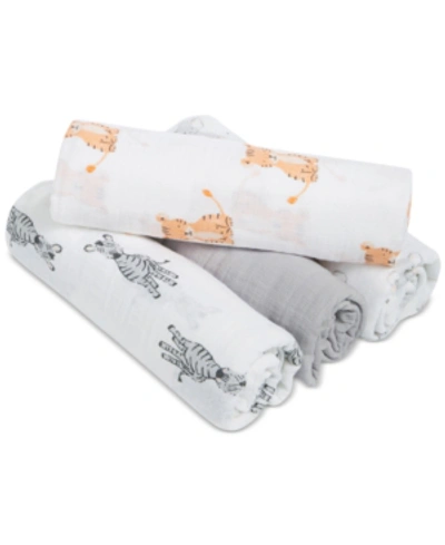 Shop Aden By Aden + Anais Baby Boys Or Baby Girls Animal Swaddle Blankets, Pack Of 4 In Safari Babe