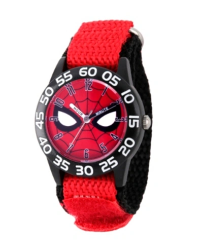 Shop Ewatchfactory Marvel Spider-man Boys' Black Plastic Time Teacher Watch In Red