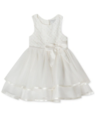 Shop Rare Editions Baby Girls Tiered Pearl Sleeveless Dress In Cream