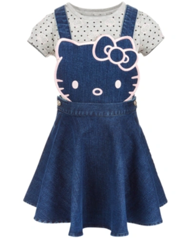 Shop Hello Kitty Little Girls 2-pc. Denim Skirtall & T-shirt Set In Denim Blue