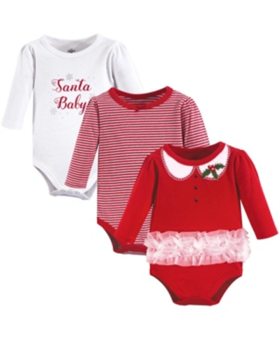 Shop Little Treasure Christmas Bodysuits, 3-pack In Santa Baby