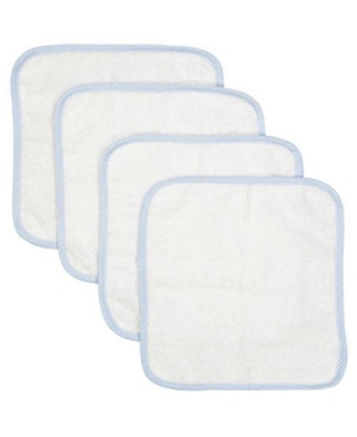 Baby Mode Signature 3 Stories Trading Solid Bath Washcloth With Striped Piping In Blue