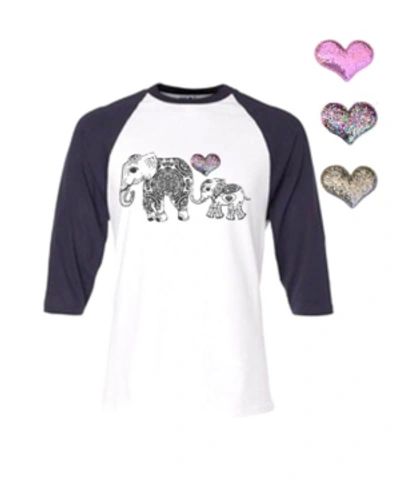 Mi Amore Gigi Kids' Little And Big Girls Interchangeable Heart 3d Graphic Elephant Top In White