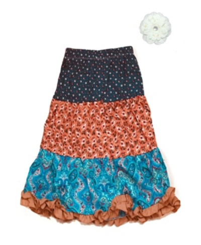 Shop Mi Amore Gigi Big Girls Longer Length Peasant Skirt And Hair Accessory In Multi