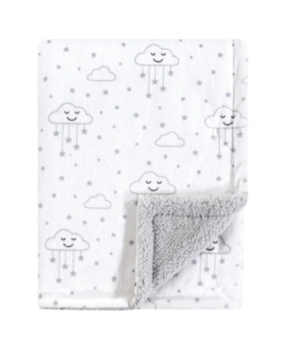 Shop Hudson Baby Plush Blanket With Sherpa Backing One Size In Gray Clouds