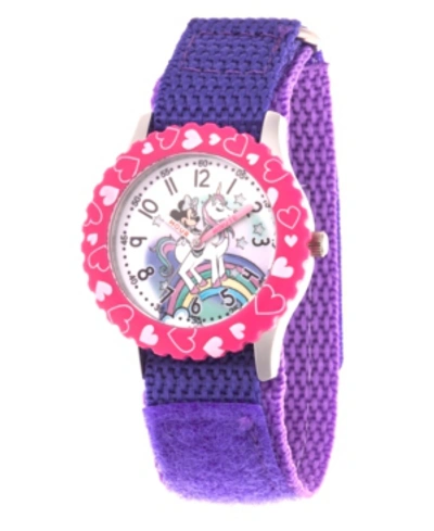 Shop Ewatchfactory Girl's Disney Minnie Mouse Purple Stainless Steel Time Teacher Strap Watch 32mm
