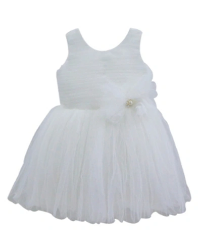 Shop Popatu Baby Girls Sleeveless Tutu Dress With Bow And Flower In White
