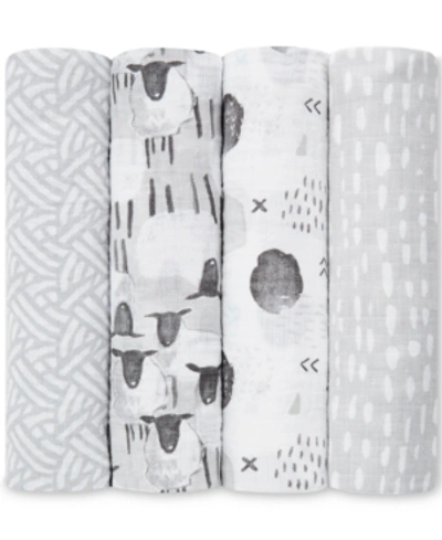 Shop Aden By Aden + Anais Baby Boys & Girls 4-pack Pasture Classic Cotton Swaddles In Grey