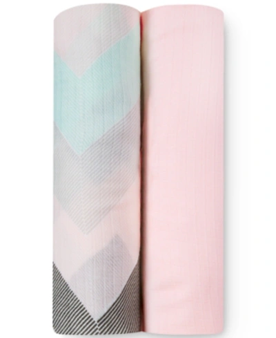 Shop Aden By Aden + Anais Baby Girls 2-pack Ziggy Silky Soft Swaddles In Pink