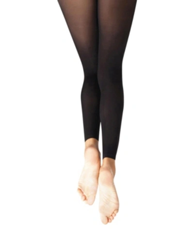 Shop Capezio Big Girls Footless Tight With Self Knit Waist Band In Black