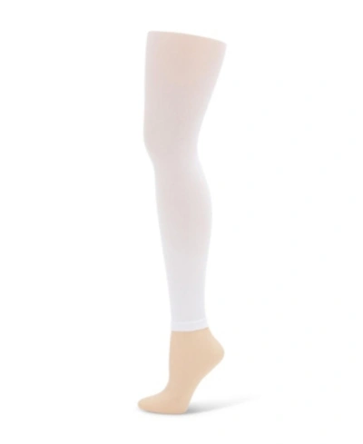 Shop Capezio Big Girls Footless Tight With Self Knit Waist Band In White