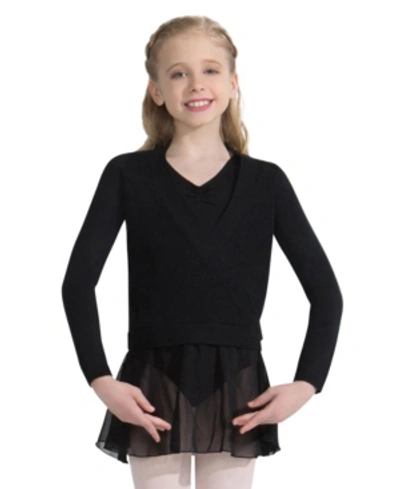 Shop Capezio Little And Big Girls Wrap Sweater In Black
