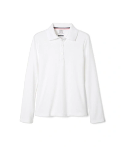 Shop French Toast Plus Girls Long Sleeve Interlock Knit Polo With Picot Collar In White