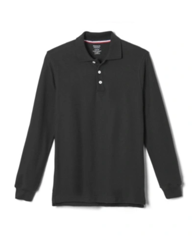 Shop French Toast Big Boys Long Sleeve Pique Polo Shirt In Black