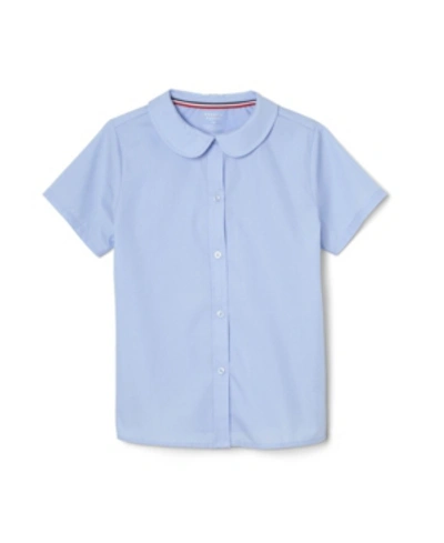 Shop French Toast Plus Girls Short Sleeve Modern Peter Pan Blouse In Blue