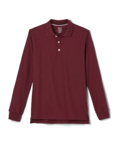 Shop French Toast Little Boys Long Sleeve Pique Polo Shirt In Burgundy