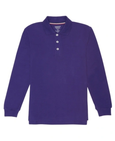 Shop French Toast Big Boys Long Sleeve Pique Polo Shirt In Purple