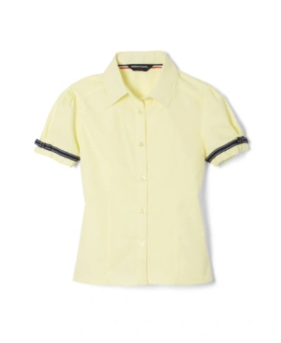 French Toast Little Girls Short Sleeve Ribbon Bow Blouse In Yellow