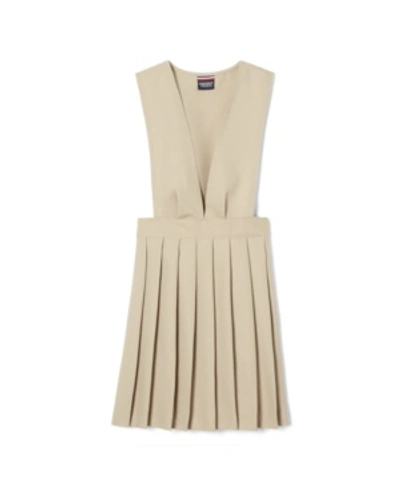 Shop French Toast Plus Girls V-neck Pleated Jumper In Khaki