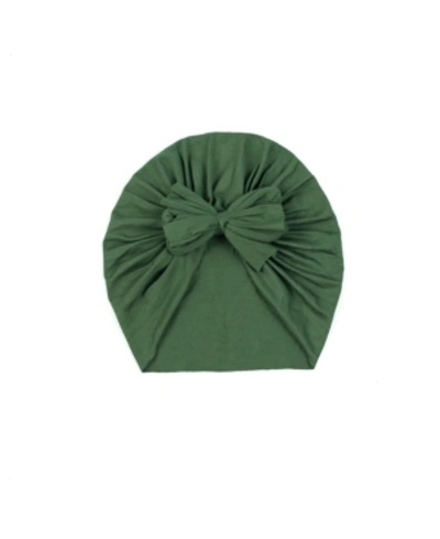 Shop Sweet Peas Baby Girls Bow Turban In Olive Green
