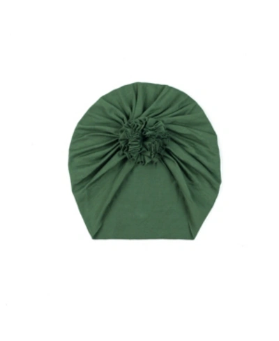 Shop Sweet Peas Baby Girls Rose Turban In Olive Green