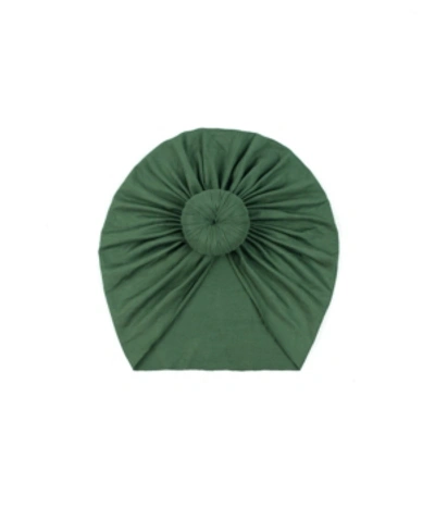 Shop Sweet Peas Baby Girls Knot Turban In Olive Green