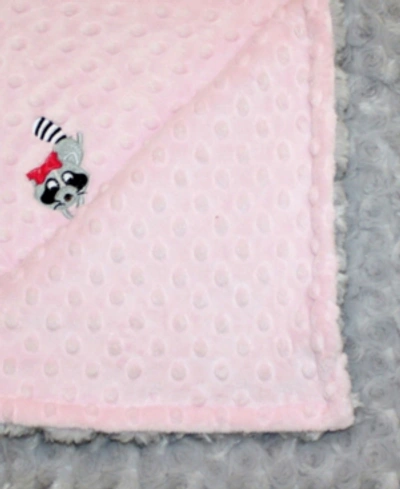 Shop Lil' Cub Hub Minky Baby Girl Blanket With Embroidered Raccoon In Pink Gray