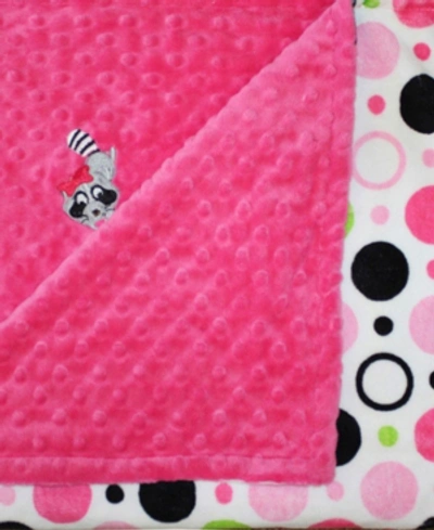 Shop Lil' Cub Hub Minky Baby Girl Blanket With Embroidered Raccoon In Black Pink