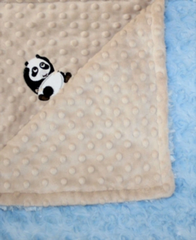 Lil' Cub Hub Minky Baby Boy Blanket With Embroidered Panda In Mocha Blue