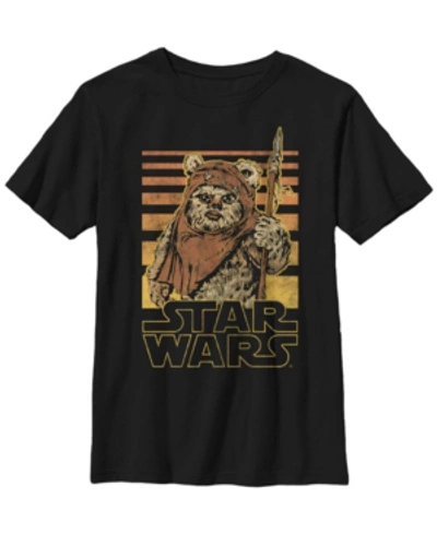 Shop Fifth Sun Star Wars Big Boy's Wicket Retro Ewok Sunset Halftone Short Sleeve T-shirt In Black