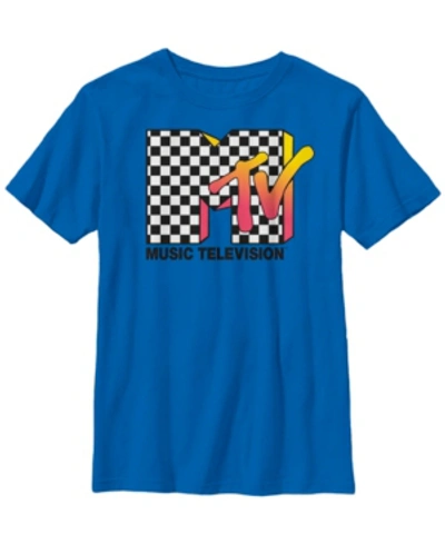 Shop Fifth Sun Mtv Big Boy's Classic Checkered Logo Short Sleeve T-shirt In Royal