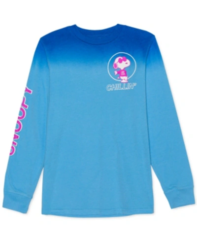 Shop Peanuts Big Boys Snoopy Chillin' Ombre T-shirt In Blue