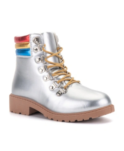 Shop Olivia Miller Big Girls Shine On Boot In Silver-tone/beige