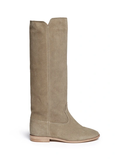 Isabel Marant Étoile Cleave Concealed Wedge Suede Boots In Beige