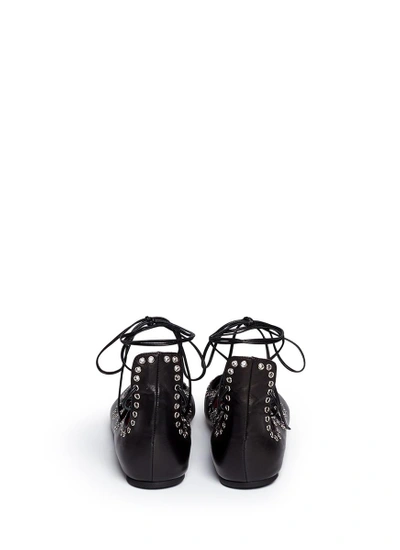 Shop Isabel Marant 'leo' Grommet Topline Leather Lace-up Ballet Flats