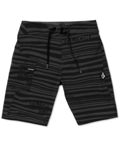 Shop Volcom Big Boys Logo-stripe Mod-tech Boardshorts In Black