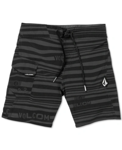 Shop Volcom Toddler & Little Boys Logo-stripe Mod-tech Boardshorts In Black