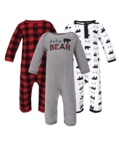 Shop Little Treasure Baby Girls And Boys Bear Coveralls, Pack Of 3 In Multi