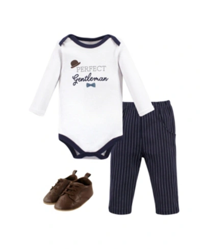 Shop Little Treasure Baby Boys Gentleman Bodysuit, Pant And Shoe Set, Pack Of 3 In Multi