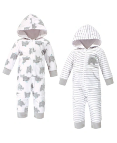 Shop Hudson Baby Baby Boy And Girl Fleece Jumpsuits, 2 Pack In Gray