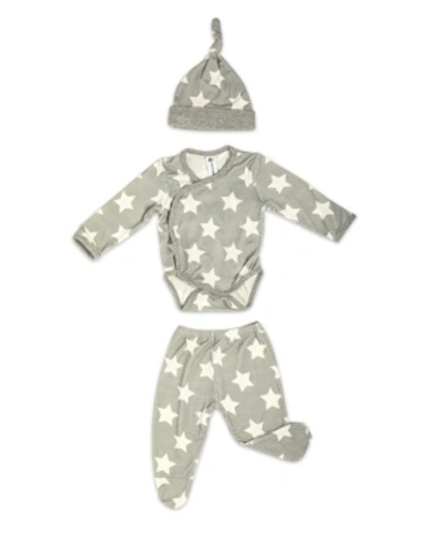 Shop Earth Baby Outfitters Baby Boys Bamboo 3 Piece Star Newborn Set In Gray