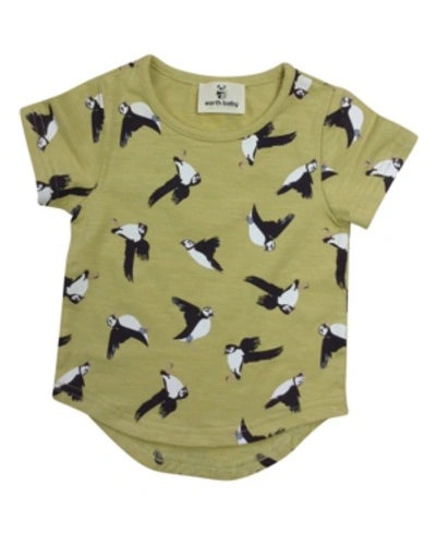 Shop Earth Baby Outfitters Baby Girls Organic Cotton Puffins T-shirts In Yellow