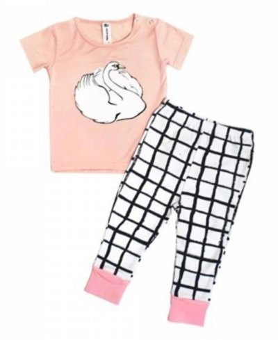 Shop Earth Baby Outfitters Baby Girls Swan Pajamas, 2 Piece Set In Pink