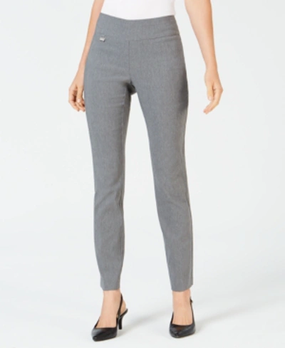 Shop Alfani Petite Tummy-control Pull-on Skinny Pants, Petite & Petite Short, Created For Macy's In Light Heather Grey
