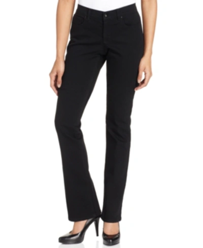 Shop Style & Co Petite Tummy-control Mid-rise Bootcut Jeans, Created For Macy's In Noir