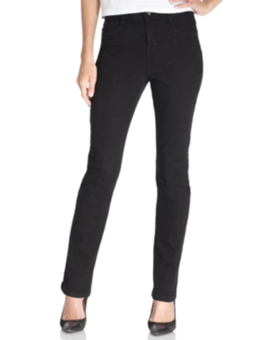 Shop Style & Co Petite Tummy-control Slim-leg Jeans, Petite & Petite Short, Created For Macy's In Noir