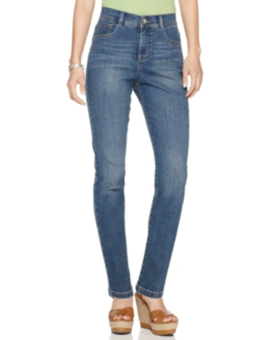 Shop Style & Co Petite Tummy-control Slim-leg Jeans, Petite & Petite Short, Created For Macy's In Faith Wash