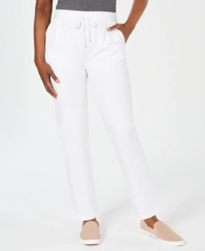 Shop Karen Scott Petite Drawstring Active Pants, Created For Macy's In Bright White