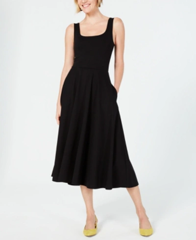 Shop Alfani Petite Fit & Flare Midi Dress, Created For Macy's In Deep Black